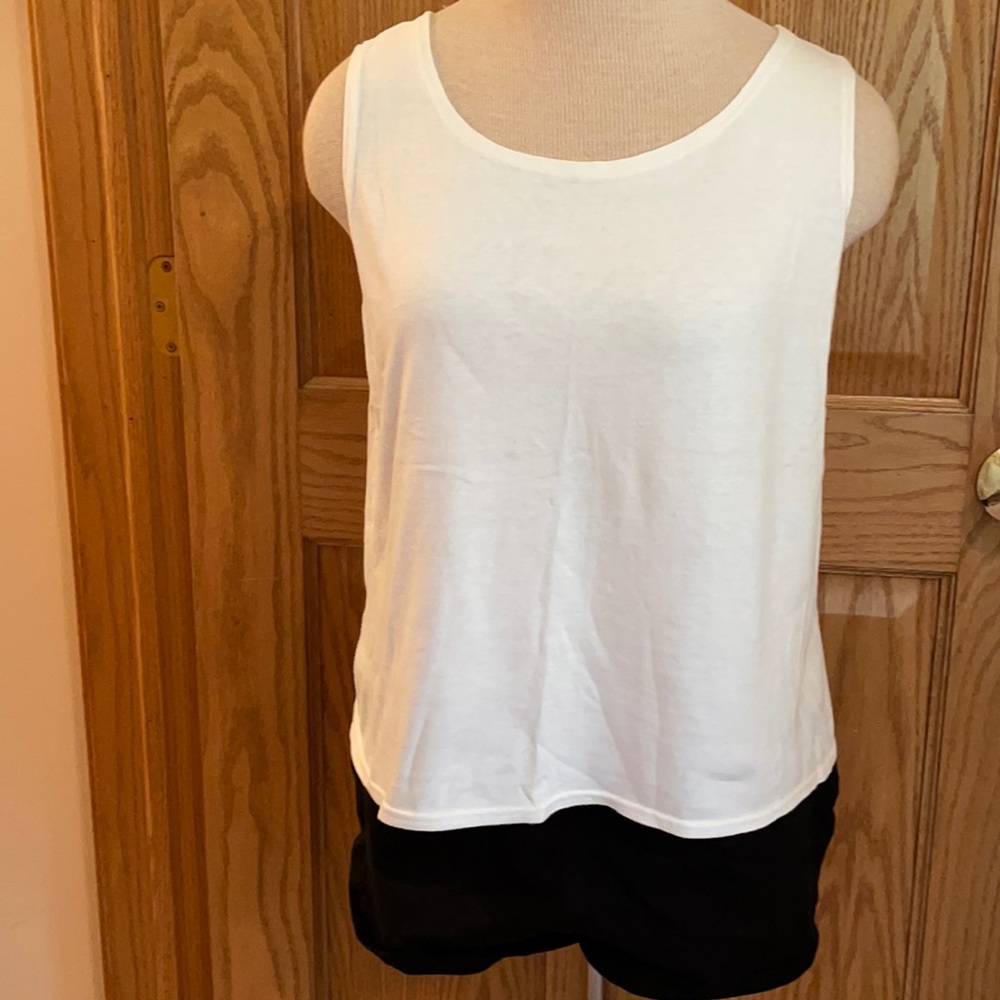 M. J. Soffe white 100% cotton flared crop style scoop neck tank top